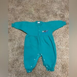 Vintage 90s Eaton Baby One Piece Size 12-18 Month Athletic Sporty Green Casual